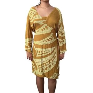 Wahine Toa Designs Hawaiian Muumuu Dress XL Gold Tribal